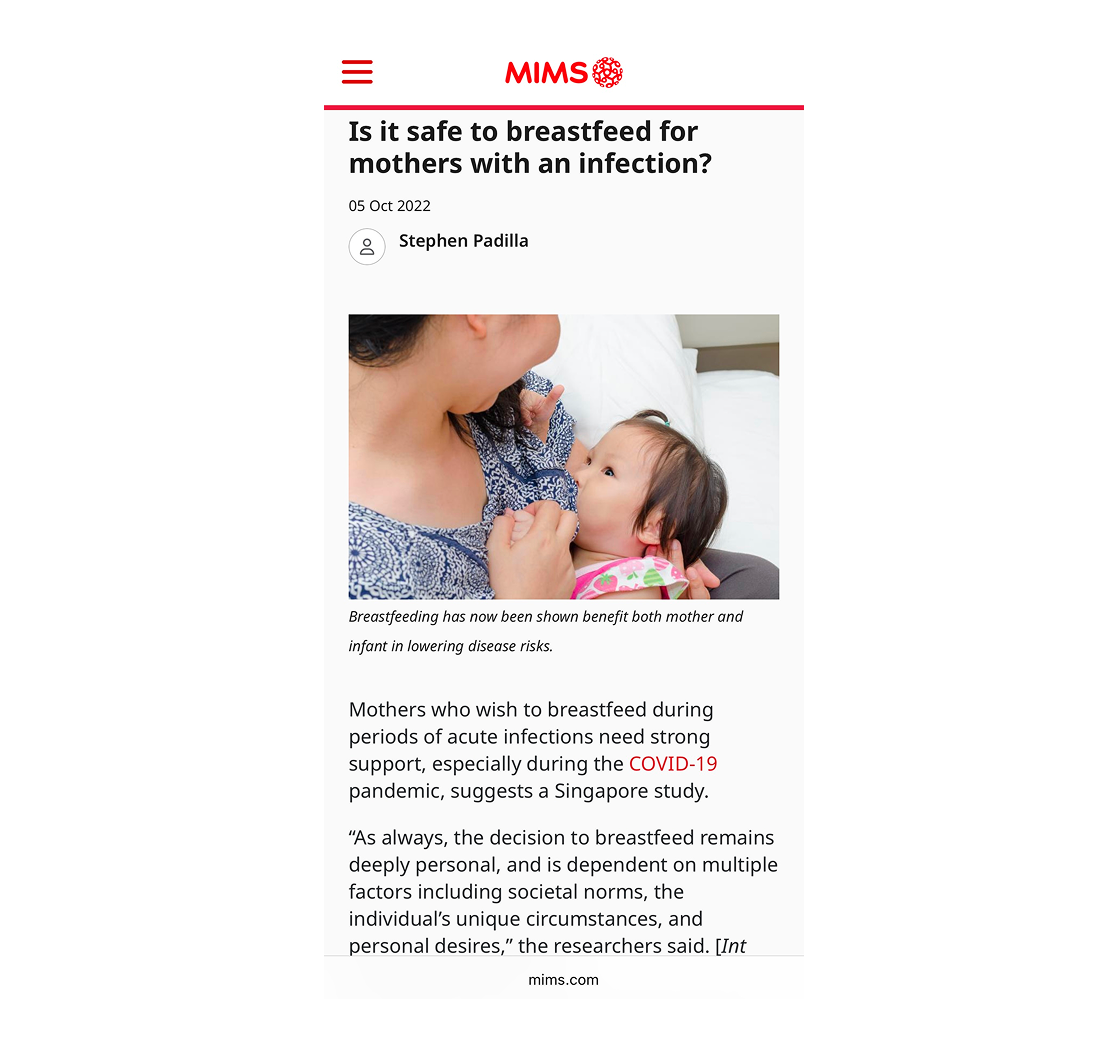 MIMS: Is it safe for mothers to breastfeed with infection?